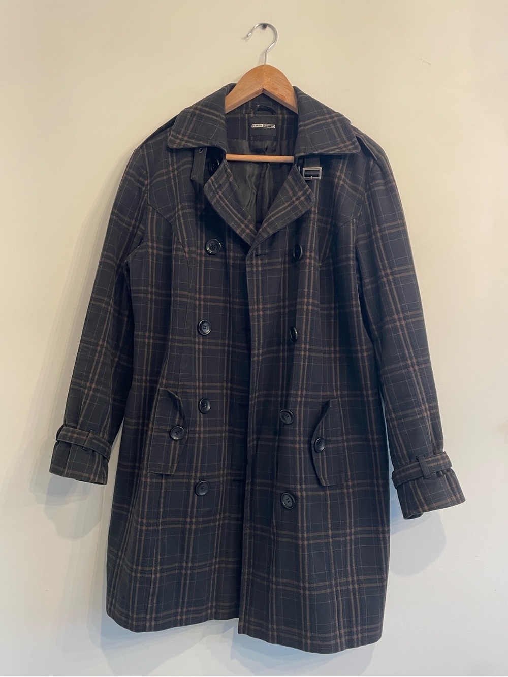 Women’s Plaid Double Breasted Trench Coat